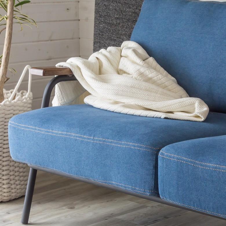 ソファー ソファ セトラシリーズ デニム ２人掛け おしゃれ ラブソファ 2P 生地 ブルー 西海岸 天然木 肘掛け ポケットコイル スチール製 男前 北欧 91017 | ブランド登録なし | 15