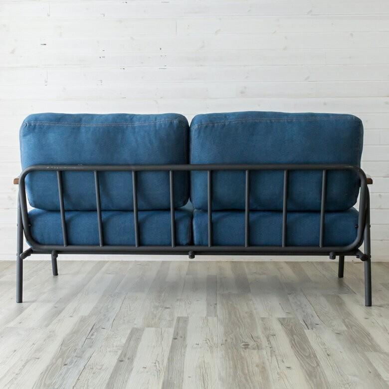 ソファー ソファ セトラシリーズ デニム ２人掛け おしゃれ ラブソファ 2P 生地 ブルー 西海岸 天然木 肘掛け ポケットコイル スチール製 男前 北欧 91017 | ブランド登録なし | 03