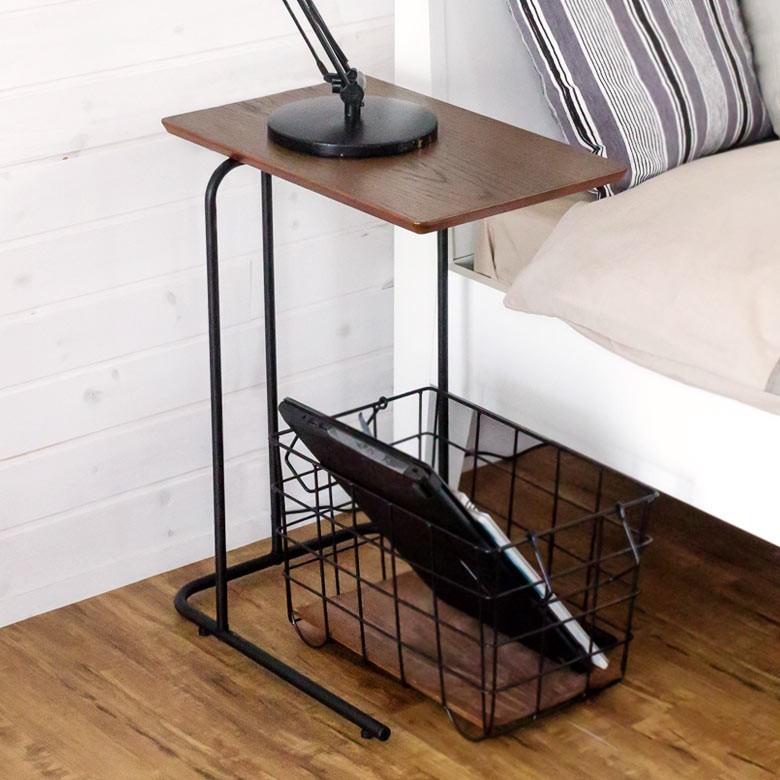 サイドテーブル コーヒーテーブル ミニテーブル 天然木製 スチール コの字型テーブル パソコン アンティーク おしゃれ 91023 | ブランド登録なし