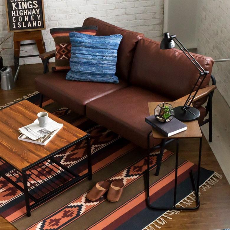 サイドテーブル コーヒーテーブル ミニテーブル 天然木製 スチール コの字型テーブル パソコン アンティーク おしゃれ 91023 | ブランド登録なし | 12