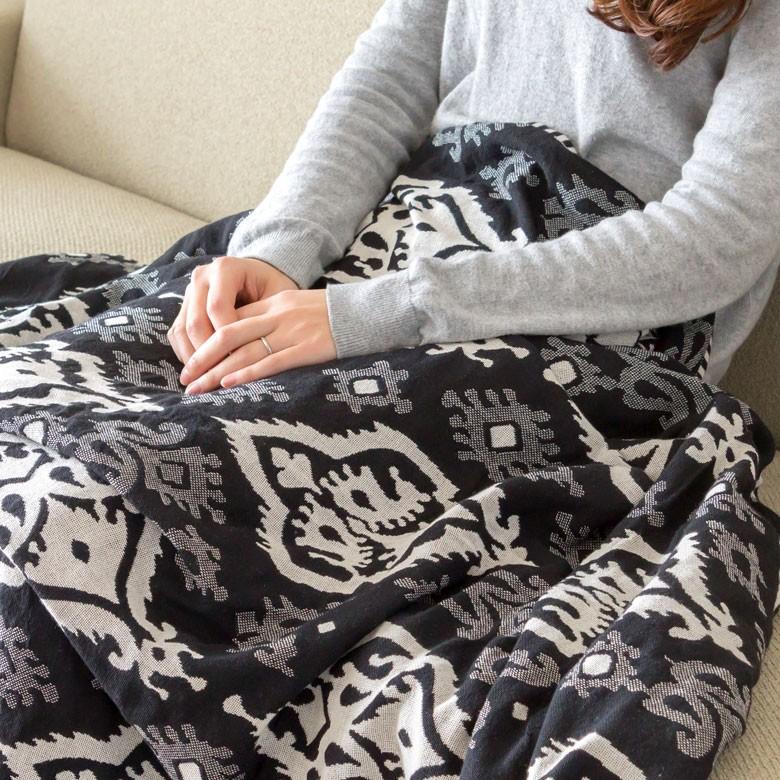 ブランケット おしゃれ 大判 毛布 コットン 膝掛け 約180×130cm インド製 北欧 ベッドスロー リバーシブル フリンジ モノトーン ネイティブ 91032 | ブランド登録なし | 12