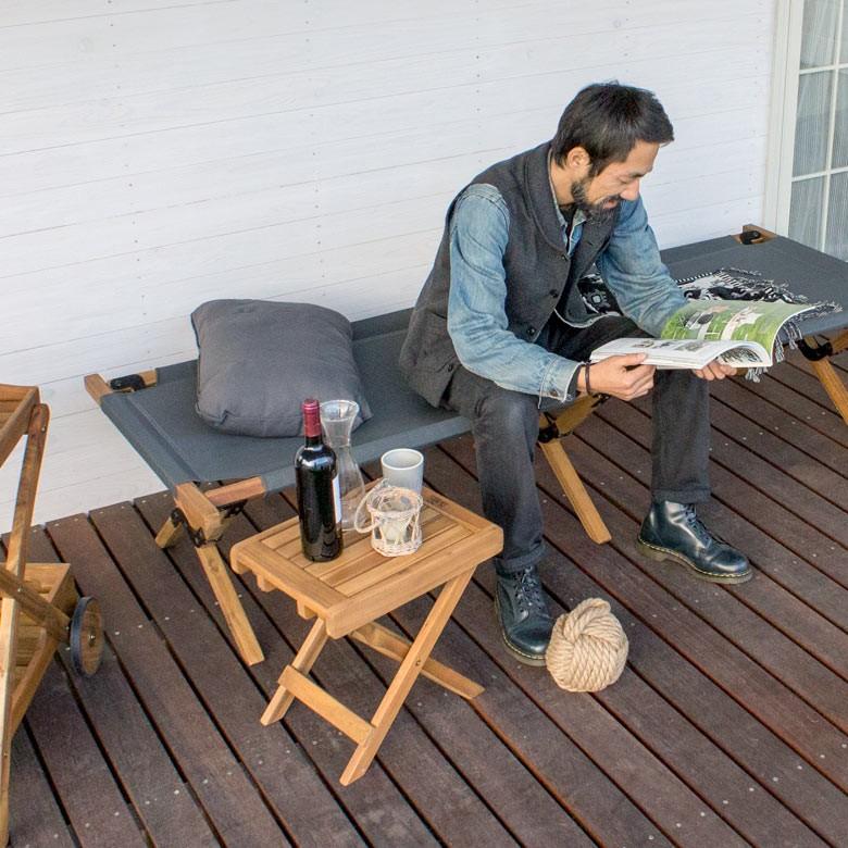 折りたたみ式 アカシア天然木 フォールディングベッド コット 91033 収納袋付 アウトドア キャンプ 野外 屋外 キャンプ用品 レジャー バルコニー リビング 91033 | ブランド登録なし | 01