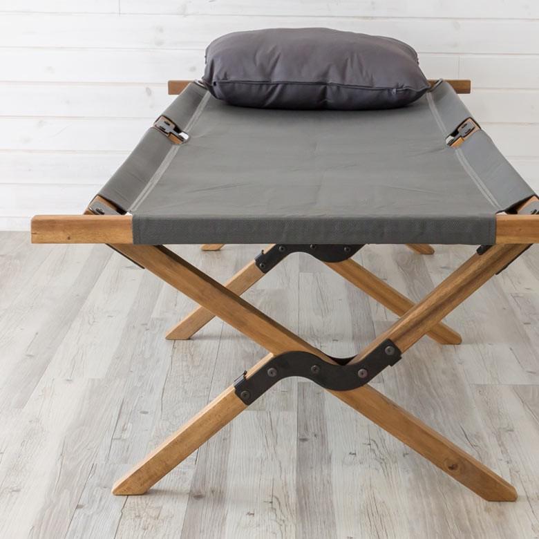 折りたたみ式 アカシア天然木 フォールディングベッド コット 91033 収納袋付 アウトドア キャンプ 野外 屋外 キャンプ用品 レジャー バルコニー リビング 91033 | ブランド登録なし | 12
