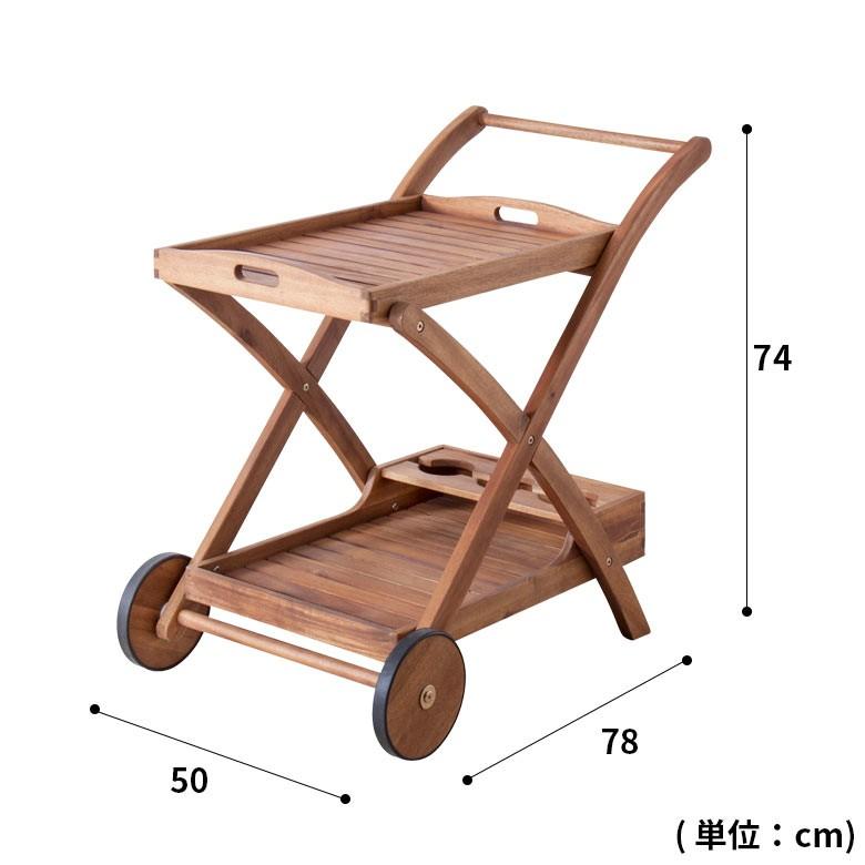 アカシア天然木 キッチンワゴン 組み立て式 アウトドア 野外 屋外
