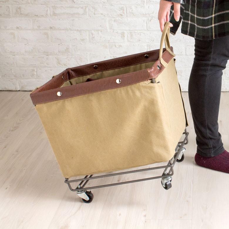 ランドリーバスケット おしゃれ キャスター付き かご 収納 バスケット グリーン ネイビー ベージュ ワゴン ミリタリー キャンバス 西海岸 男前 91041 U.S MAIL | ブランド登録なし | 03