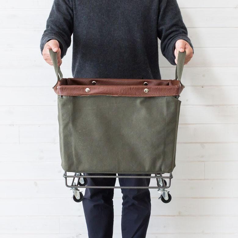 ランドリーバスケット おしゃれ キャスター付き かご 収納 バスケット グリーン ネイビー ベージュ ワゴン ミリタリー キャンバス 西海岸 男前 91041 U.S MAIL | ブランド登録なし | 04