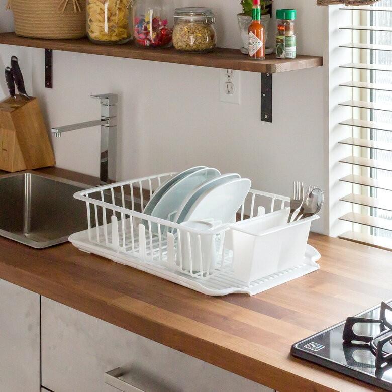 水切りラック おしゃれ 水切りカゴ 食器立てラック 皿立て プラスチック製 ディッシュラック 水切りトレー キッチン 完成品 キッチン用品 91048 | ブランド登録なし | 03