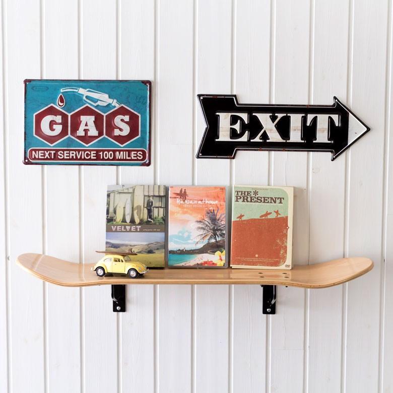 レトロポップ ウォールシェルフ ラック スチール オールド アメリカン 当時もの 本物のスケートボードから作られた ウォールシェル 棚 DIY