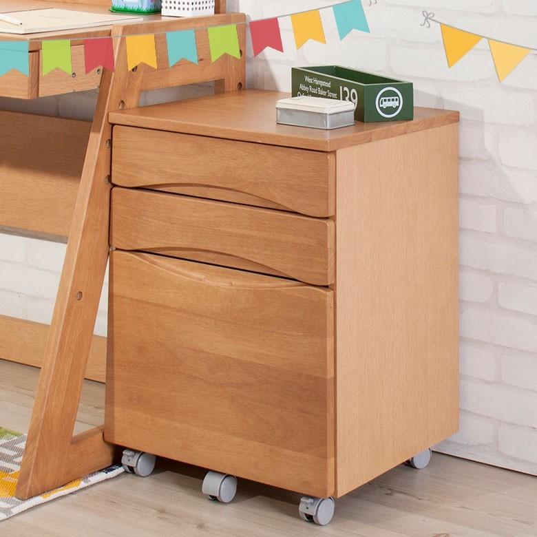 デスクワゴン チェスト サイドチェスト 3段 キッズ 木製 キャスター付き キャビネット 収納 サイドワゴン 子供用 勉強机 91051 | ブランド登録なし