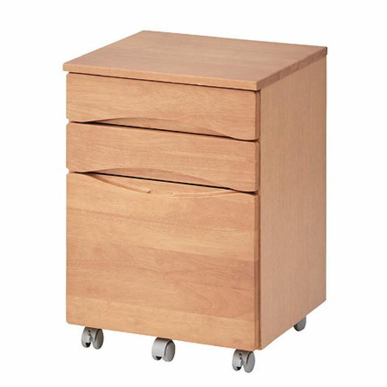 デスクワゴン チェスト サイドチェスト 3段 キッズ 木製 キャスター付き キャビネット 収納 サイドワゴン 子供用 勉強机 91051 | ブランド登録なし | 01