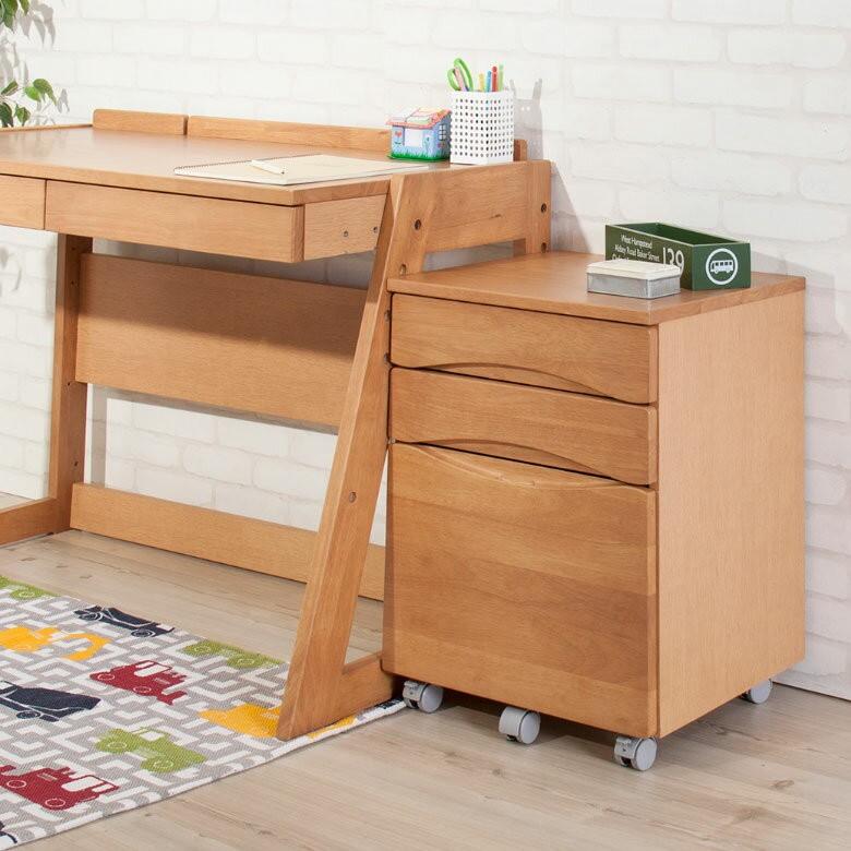 デスクワゴン チェスト サイドチェスト 3段 キッズ 木製 キャスター付き キャビネット 収納 サイドワゴン 子供用 勉強机 91051 | ブランド登録なし | 04