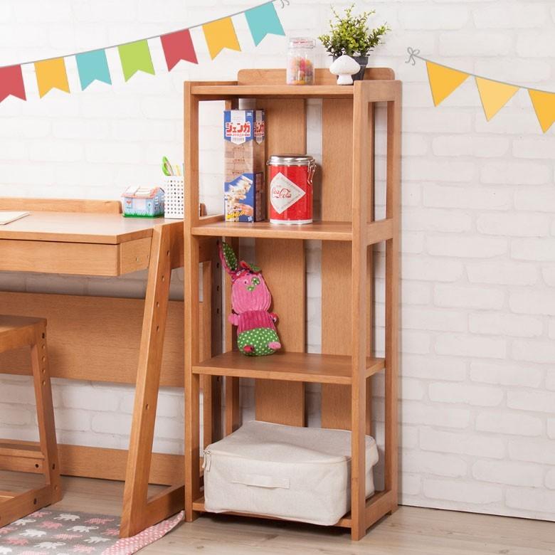 棚 本棚 シェルフ ラック オープンラック 3段 収納 多目的 キッズ 子供用 子ども 木製 天然木 組み立て 学習机 シンプル 91053 | ブランド登録なし