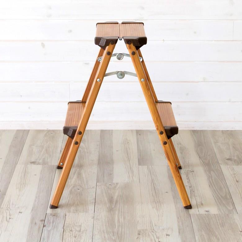 ステップスツール 木目調 スツール 脚立 踏み台 折りたたみ アルミ 軽量 持ち 運び おしゃれ 台 Mサイズ 91067 | ブランド登録なし | 02