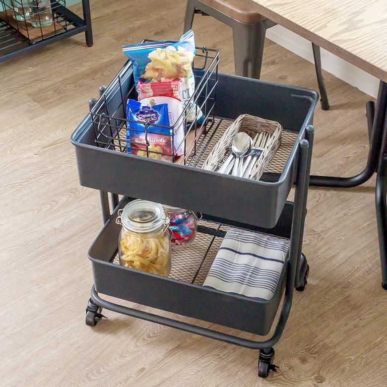 キッチンワゴン サイドテーブル キャスター付きワゴン スチール製
