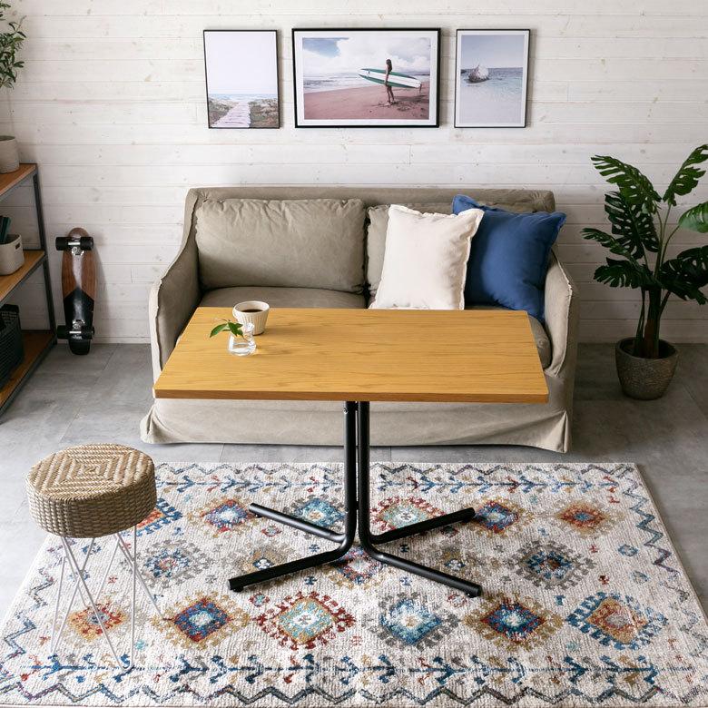 カフェ風テーブル 木製 スチール ナチュラル ブラウン 長方形 2人用 おしゃれ カフェ バー 飲食店 レストラン 西海岸 北欧 おしゃれ モダン 91082-na | ブランド登録なし | 03