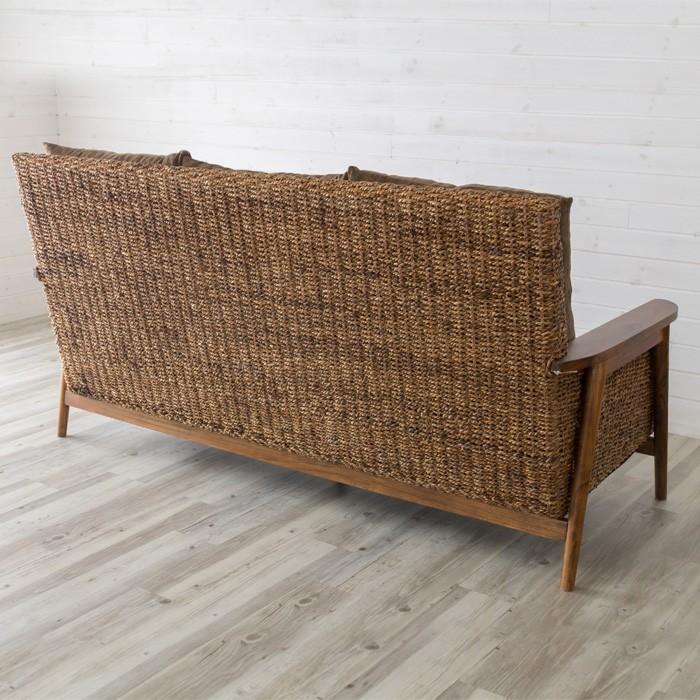 ソファ ソファー 3人掛け 三人掛け 椅子 肘掛 ハイバック ソファ アンティーク 木製 アバカソファ アジアン リゾート インテリア アジア工房 91086 | ブランド登録なし | 02