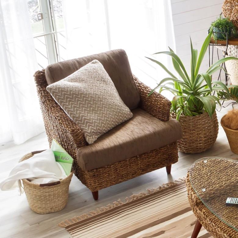 ソファ ソファー 1人掛け 一人掛け 椅子 肘掛 ローソファ アンティーク 木製 アバカソファ アジアン リゾート インテリア アジア工房 91088 | ブランド登録なし | 05