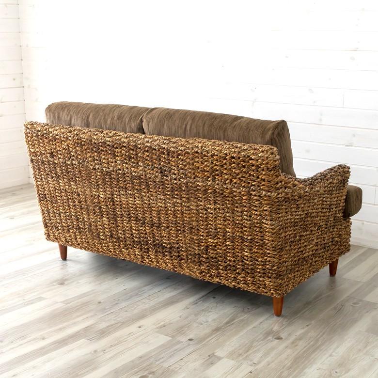 ソファ ソファー 2人掛け 二人掛け 椅子 肘掛 ローソファ アンティーク 木製 アバカソファ アジアン リゾート インテリア アジア工房 91089 | ブランド登録なし | 03