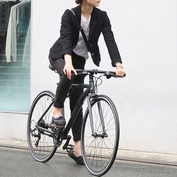 クロスバイク 自転車 シティサイクル 700C 軽量 アルミ シマノ 21段変速 街乗り 通勤 おしゃれ スタイリッシュ シンプル スマート マット グレー ブラック 91100 | ブランド登録なし | 02