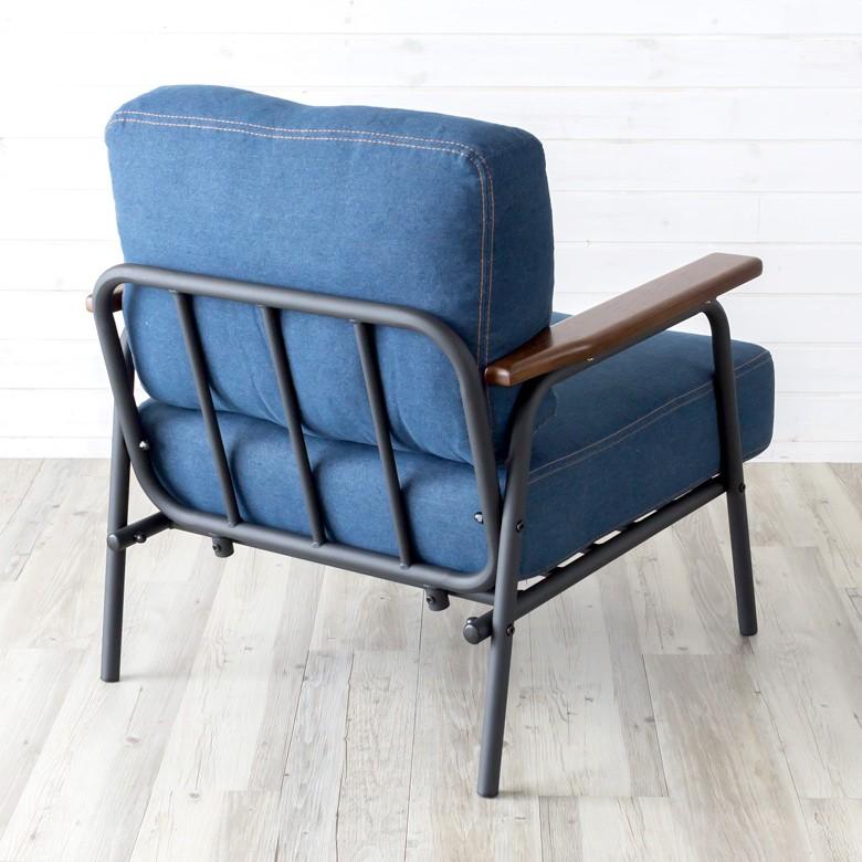 セトラシリーズ アームソファ アームチェア 椅子 コンパクト おしゃれ 1人掛け 1P ソファ デニム ブルー ポケットコイル スチール製 モダン 91108 | ブランド登録なし | 04