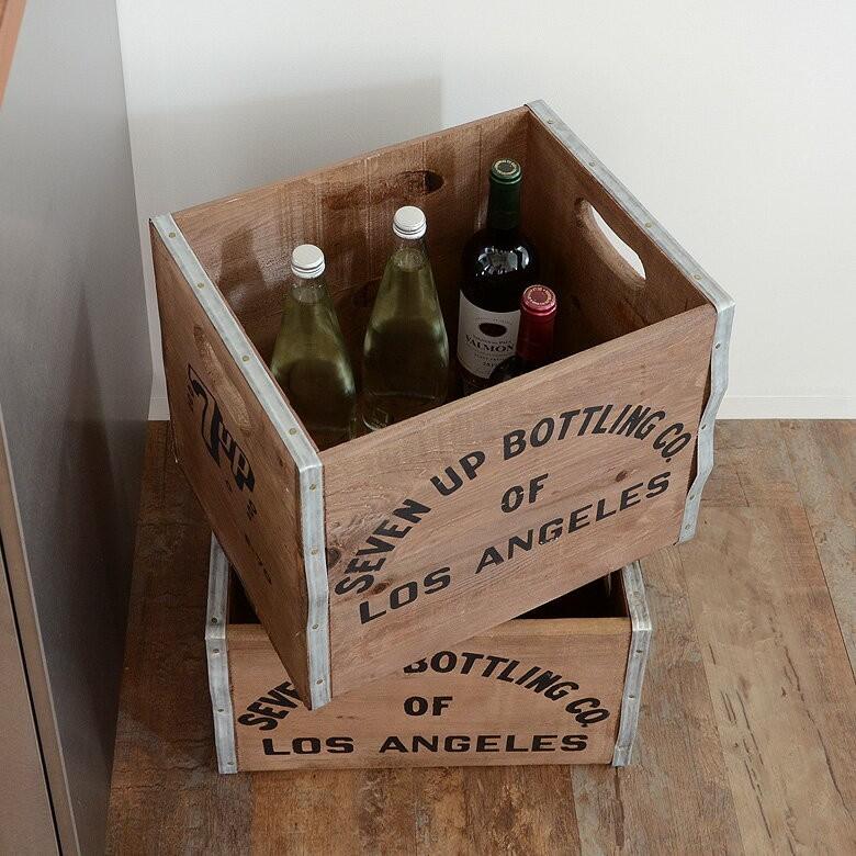 スタッキングウッドボックス ヴ ィンテージ風 Lサイズ 天然木 木 製 収納 整理 セブンアップ 収納 ボックス ブラウン 91115 | ブランド登録なし | 01