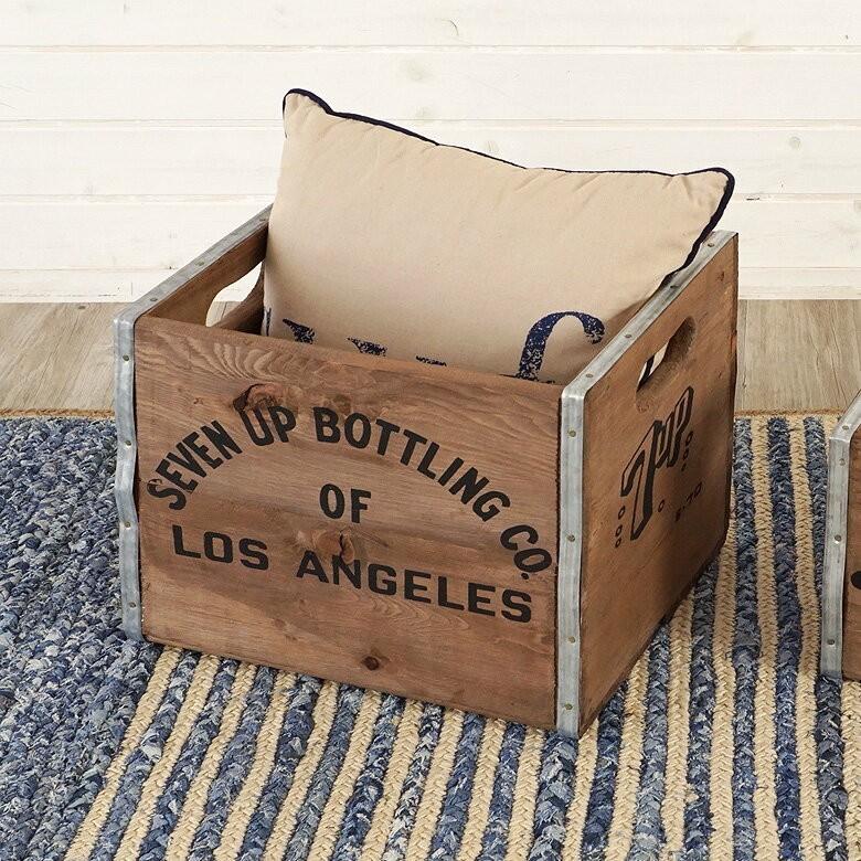 スタッキングウッドボックス ヴ ィンテージ風 Lサイズ 天然木 木 製 収納 整理 セブンアップ 収納 ボックス ブラウン 91115 | ブランド登録なし | 07