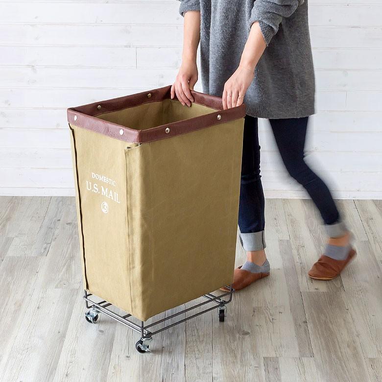 ランドリーバスケット おしゃれ キャスター付き かご 収納 バスケット グリーン ネイビー ベージュ ワゴン 隙間収納 ミリタリー キャンバス 西海岸 男前 91116 | ブランド登録なし | 04