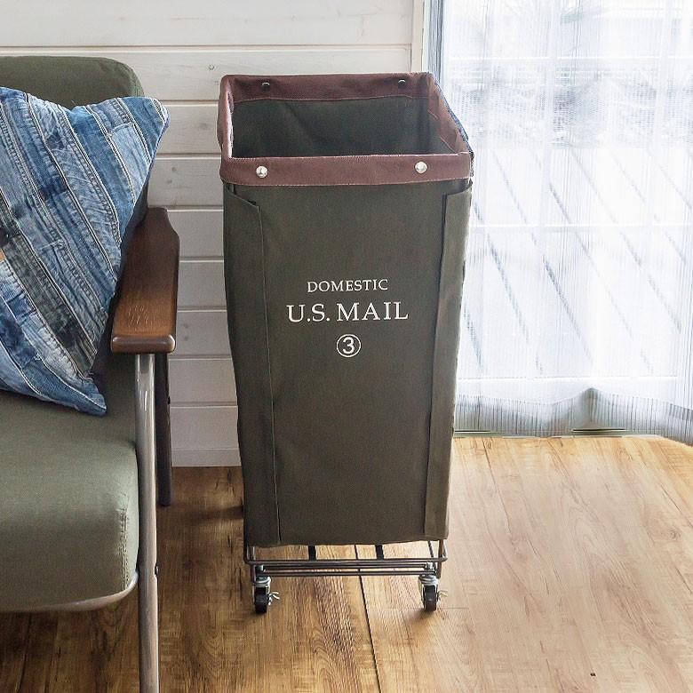 ランドリーバスケット おしゃれ キャスター付き かご 収納 バスケット グリーン ネイビー ベージュ ワゴン 隙間収納 ミリタリー キャンバス 西海岸 男前 91116 | ブランド登録なし | 07