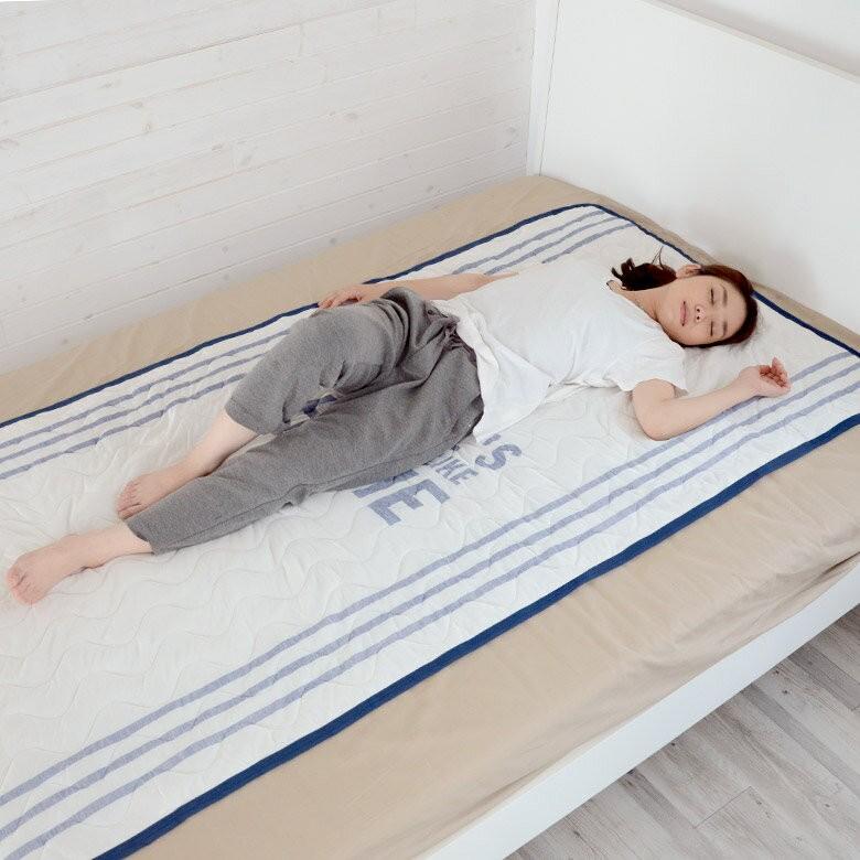 敷きパッド 接触冷感 ソフトクール 涼感 ベッドパッドS シングル 冷感敷きパッド 速乾 夏用 ブルー 白系 ひんやり 心地良い 寝具 快適シート マットシート 91136 | ブランド登録なし | 06