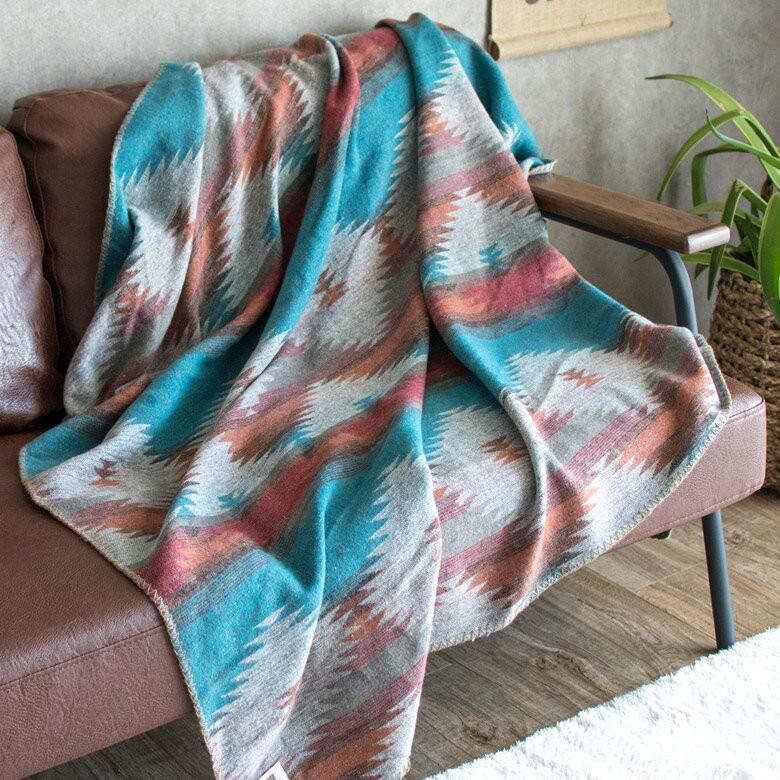 ブランケット シートブランケット オルテガ柄 ひざ掛け 約130×150cm