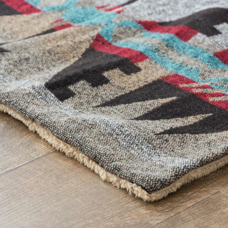 ブランケット ひざ掛け ゴムバンド付き 両面ロールブランケット 約100×148cm ウール 大判 ネイティブ柄 昼寝 毛布 91145-a | ブランド登録なし | 09