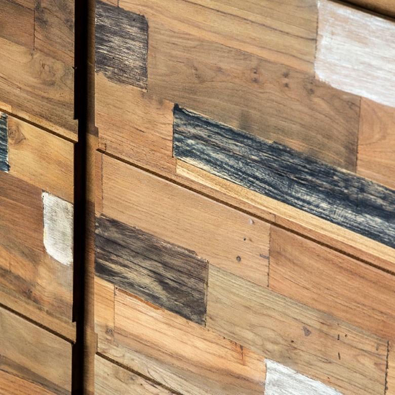 タンス おしゃれ 天然木製 収納 モザイクパターン チェスト たんす 箪笥 3段 収納家具 引き出し 棚 キャビネット 91157 | ブランド登録なし | 11