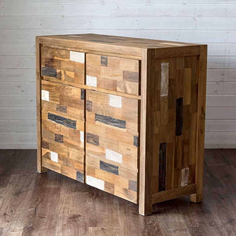 チェスト　棚　タンス　箪笥　モザイク模様　モザイク　モザイク柄　天然木 チェスト 棚 タンス 箪笥 モザイク模様 モザイク モザイク柄