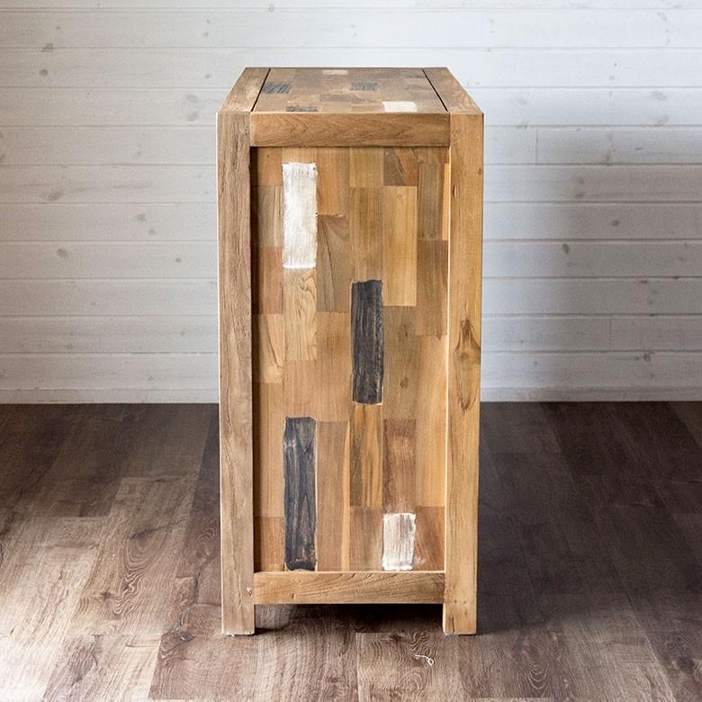 タンス おしゃれ 天然木製 収納 モザイクパターン チェスト たんす 箪笥 3段 収納家具 引き出し 棚 キャビネット 91157 | ブランド登録なし | 04