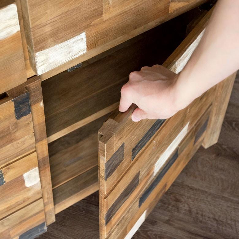 チェスト　棚　タンス　箪笥　男前　モザイク　モザイク柄　天然木　食器棚 チェスト棚タンス箪笥男前モザイクモザイク柄天然木食器棚