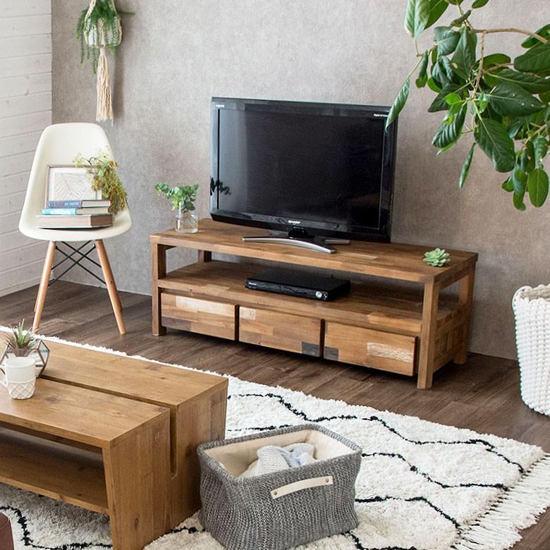 テレビボード テレビ台 おしゃれ 天然木製 収納 モザイクパターン avラック オーディオラック 収納家具 引き出し ウッド キャビネット 91158 | ブランド登録なし | 01