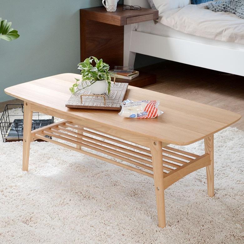 センターテーブル おしゃれ ローテーブル 天然木 アッシュ リビングテーブル マガジンラック 収納付き 北欧 カフェ コーヒーテーブル 91159 | ブランド登録なし