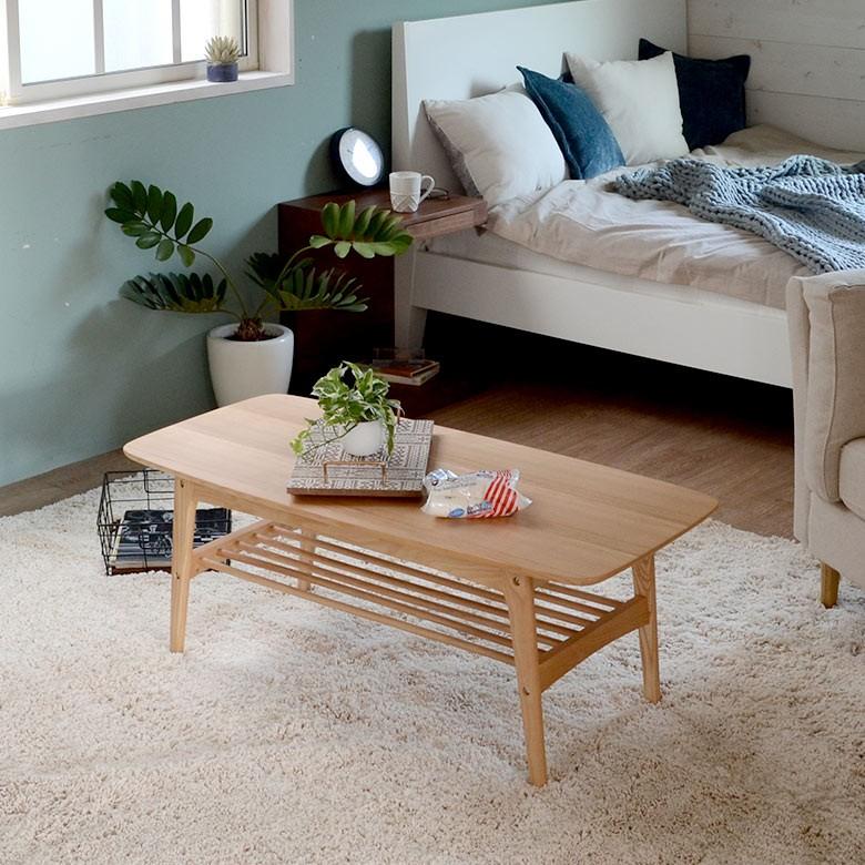 センターテーブル おしゃれ ローテーブル 天然木 アッシュ リビングテーブル マガジンラック 収納付き 北欧 カフェ コーヒーテーブル 91159 | ブランド登録なし | 03