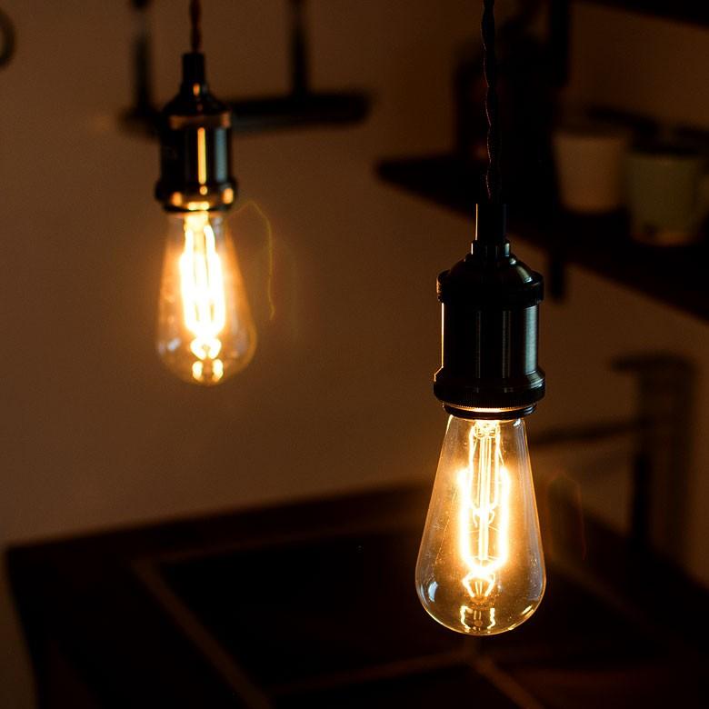ペンダントライト エジソン電球付 照明 おしゃれ インダストリアル アンティーク調 天然木 リビング ダイニング キッチン レトロ 1灯 カフェ風 照明器具 91161 | ブランド登録なし | 02