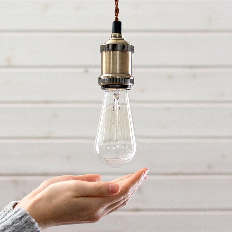 ペンダントライト エジソン電球付 照明 おしゃれ インダストリアル アンティーク調 天然木 リビング ダイニング キッチン レトロ 1灯 カフェ風 照明器具 91161 | ブランド登録なし | 08