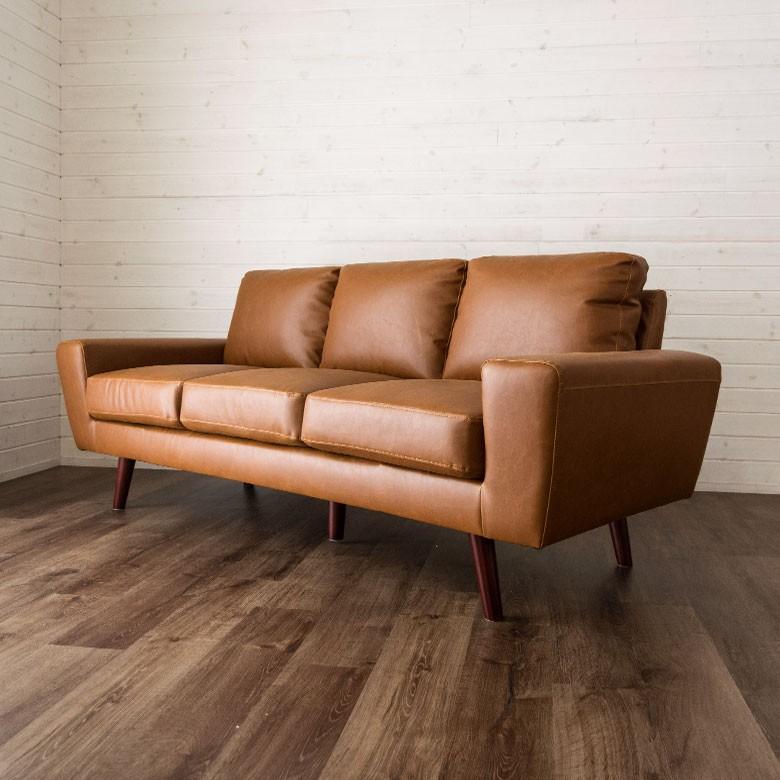 ソファ 3人掛け 肘掛け ひじ掛け アームソファ ローソファ 肘置き付き ソフトレザー ブラウン ヴインテージ 北欧 モダン シンプル 91172 | ブランド登録なし | 14