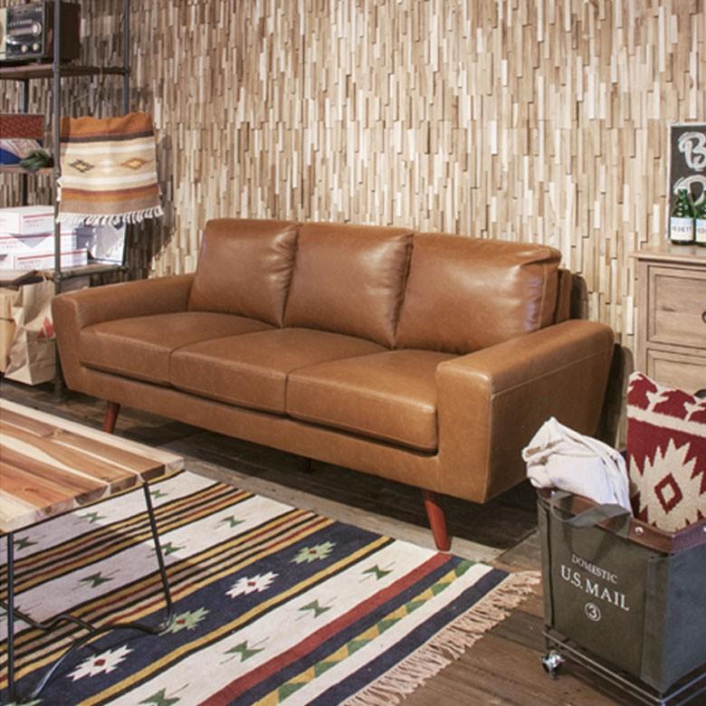 ソファ 3人掛け 肘掛け ひじ掛け アームソファ ローソファ 肘置き付き ソフトレザー ブラウン ヴインテージ 北欧 モダン シンプル 91172 | ブランド登録なし | 17