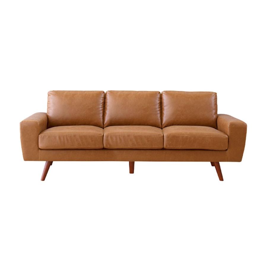 ソファ 3人掛け 肘掛け ひじ掛け アームソファ ローソファ 肘置き付き ソフトレザー ブラウン ヴインテージ 北欧 モダン シンプル 91172 | ブランド登録なし | 19