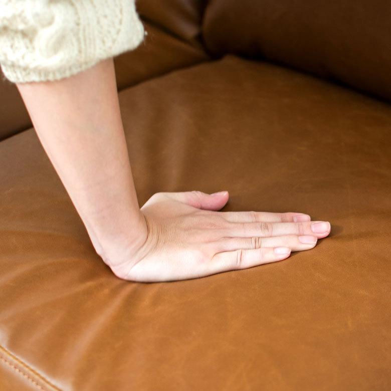 ソファ 3人掛け 肘掛け ひじ掛け アームソファ ローソファ 肘置き付き ソフトレザー ブラウン ヴインテージ 北欧 モダン シンプル 91172 | ブランド登録なし | 03