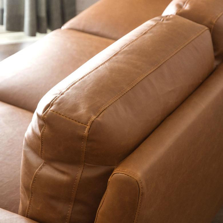 ソファ 3人掛け 肘掛け ひじ掛け アームソファ ローソファ 肘置き付き ソフトレザー ブラウン ヴインテージ 北欧 モダン シンプル 91172 | ブランド登録なし | 04