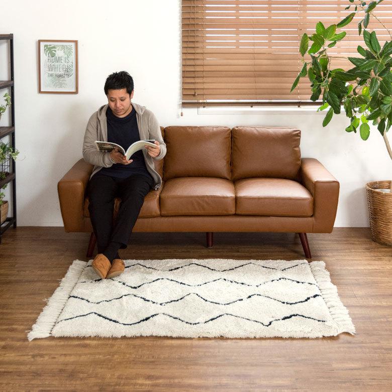 ソファ 3人掛け 肘掛け ひじ掛け アームソファ ローソファ 肘置き付き ソフトレザー ブラウン ヴインテージ 北欧 モダン シンプル 91172 | ブランド登録なし | 06