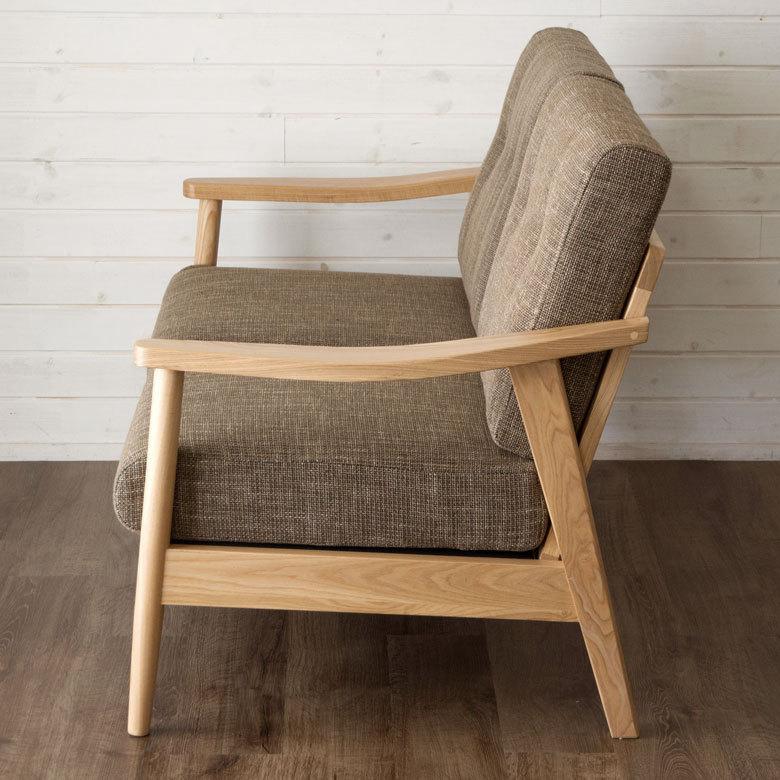 ソファ 2人掛け 肘掛け ひじ掛け アームソファ ローソファ 肘置き付き 天然木 ブラウン ファブリック 北欧 モダン シンプル 91180 | ブランド登録なし | 06