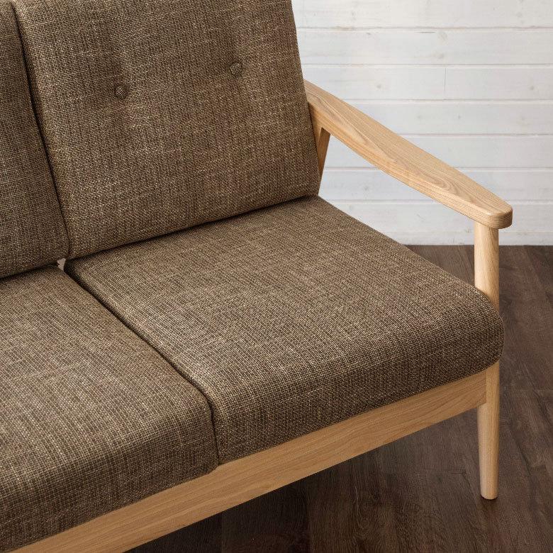 ソファ 2人掛け 肘掛け ひじ掛け アームソファ ローソファ 肘置き付き 天然木 ブラウン ファブリック 北欧 モダン シンプル 91180 | ブランド登録なし | 07