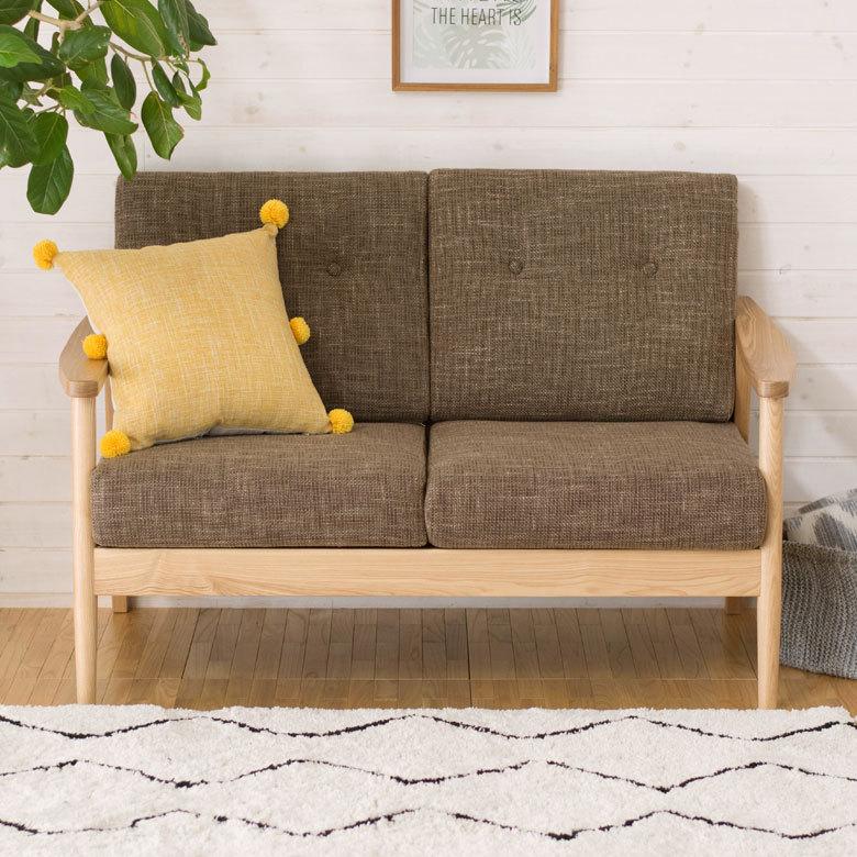 ソファ 2人掛け 肘掛け ひじ掛け アームソファ ローソファ 肘置き付き 天然木 ブラウン ファブリック 北欧 モダン シンプル 91180 | ブランド登録なし | 08