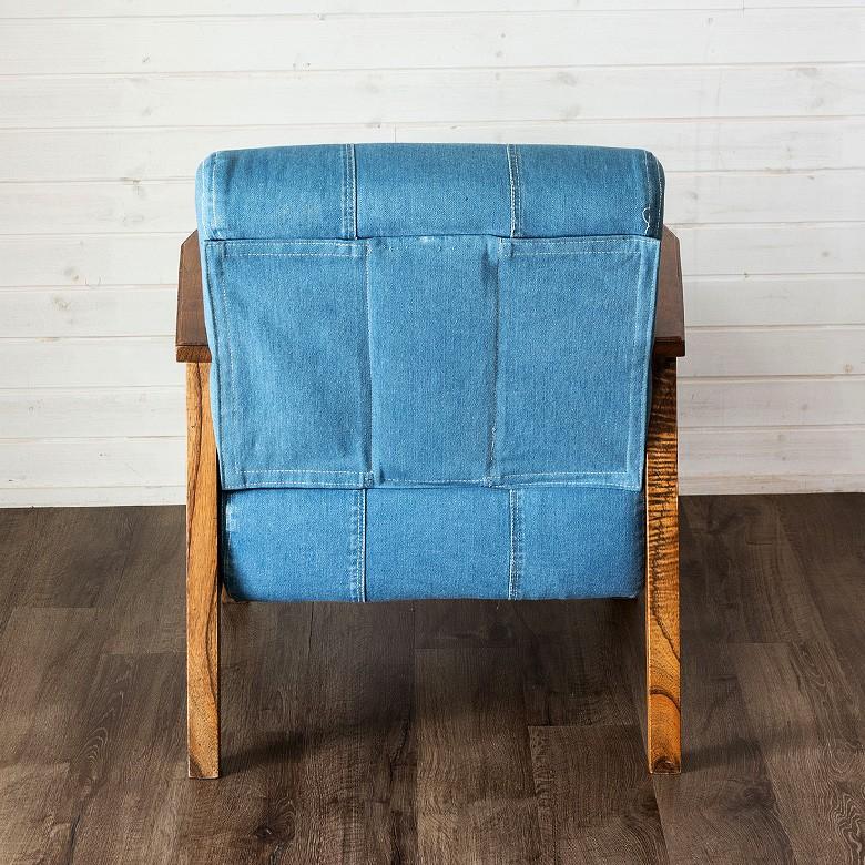 ソファ デニム 一人掛け 1人掛け リビングチェア 木製 単品 ダイニング